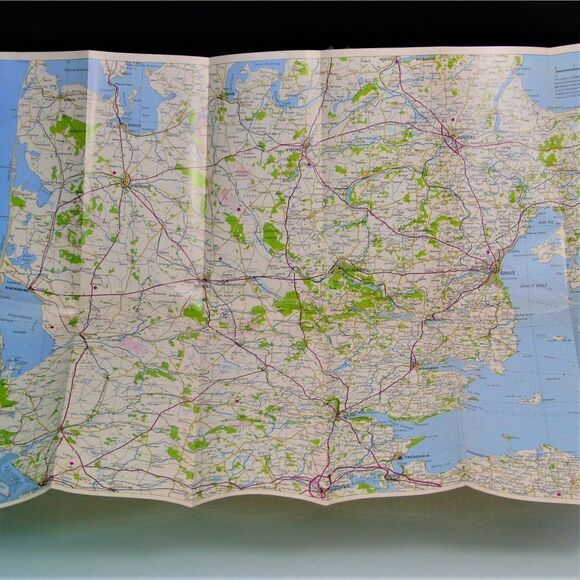Denmark Tourist Map Vintage 1977 Central Jutland Denmark Land Of Welcoming Heart - Picture 2 of 8